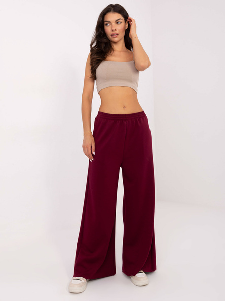 Bordowe dresowe spodnie palazzo