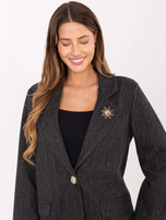 Grafitowa damska marynarka z aplikacjami 