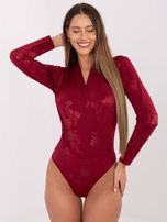 Bordowe eleganckie body w kwiaty