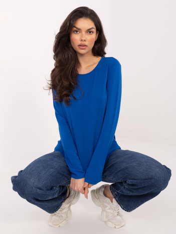 Kobaltowa damska bluzka z długim rękawem