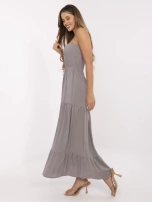 Szara maxi sukienka z falbaną Giuseppina FRESH MADE