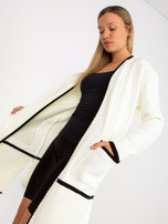 Hurt Ecru-czarny damski kardigan z kieszeniami RUE PARIS 