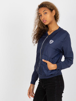 Hurt Granatowa pikowana bluza bomberka z kieszeniami RUE PARIS