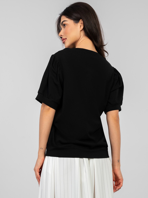 Czarna bluzka basic z krótkim rękawem RUE PARIS