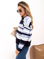 Niebieski damski sweter polo w paski