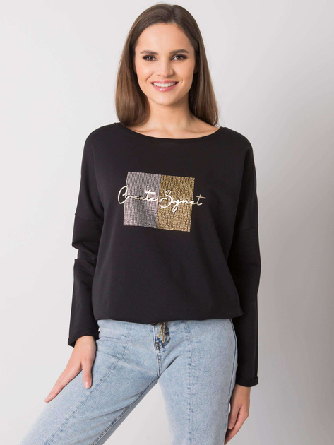 Czarna bluzka z dżetami Adele RUE PARIS