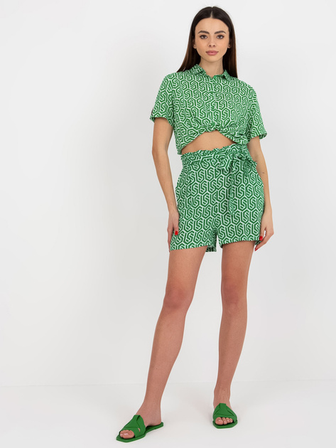 Hurt Zielone wzorzyste szorty casualowe z kieszeniami FRESH MADE