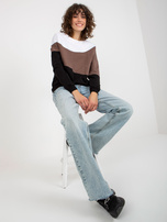 Hurt Biało-czarna damska bluza basic z okrągłym dekoltem 