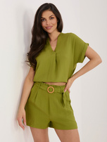 Oliwkowe letnie szorty od kompletu SUBLEVEL 