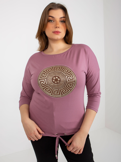 Hurtownia Brudnoróżowa bluzka plus size ze ściągaczem