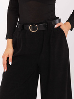 Czarne sztruksowe spodnie z paskiem RUE PARIS