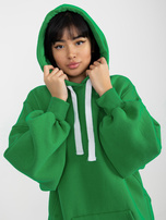 Hurtownia Zielona dresowa długa bluza basic z kapturem