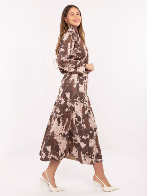 Khaki-jasnobeżowa zamszowa spódnica z printem