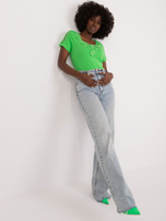 Hurt Jasnozielona bawełniana bluzka z koronką