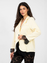 Pastelowa żółta jednorzędowa marynatka z koronką