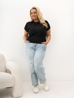 Czarny damski t-shirt plus size z okrągłym dekoltem