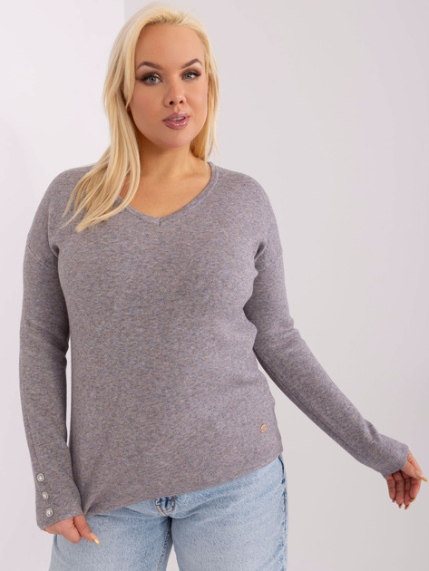 Hurt Ciemnoszary casualowy sweter plus size z wiskozą