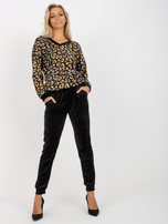 Hurt Czarno-żółty komplet welurowy z bluzą w panterkę RUE PARIS