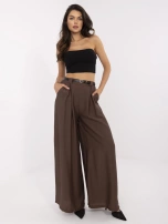 Brown wide summer pants with pockets.