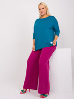 Hurt Morska bawełniana bluzka plus size z rękawem 3/4