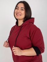 Hurtownia Bordowa damska bluza plus size z napisem