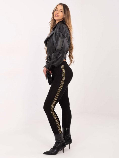 Czarno-złote legginsy z lampasami Akemi RUE PARIS