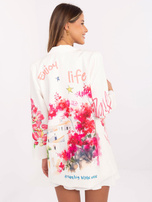 Hurt Kremowa marynarka z printem i zapięciem na guzik