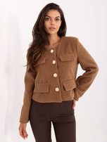 Camelowy żakiet z imitacją kieszeni RUE PARIS 