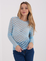 Jasnoniebieska dopasowana bluzka z koronki