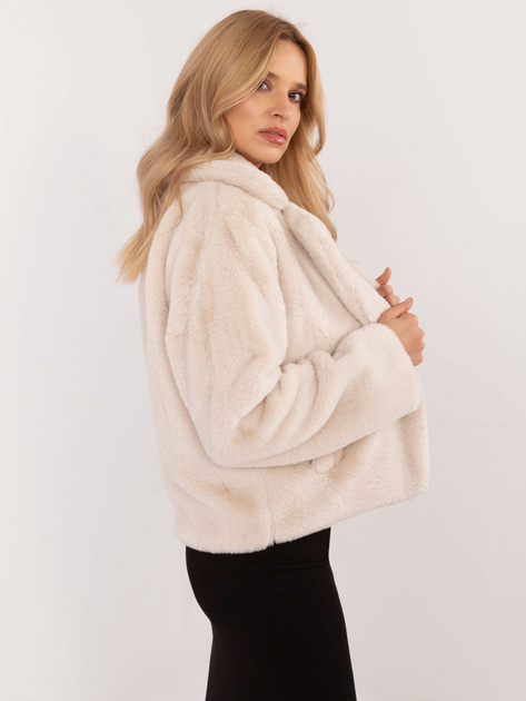 Hurt Jasnobeżowa kurtka przejściowa ze sztucznego futra