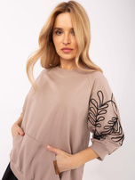 Hurt Ciemnobeżowa bluza kangurka z rękawem 3/4