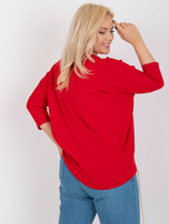 Czerwona bawełniana bluzka plus size ze ściągaczem 
