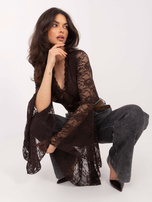 Czekoladowa bluzka z rozkloszowanymi rękawami