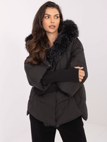 Czarna zimowa kurtka z kapturem