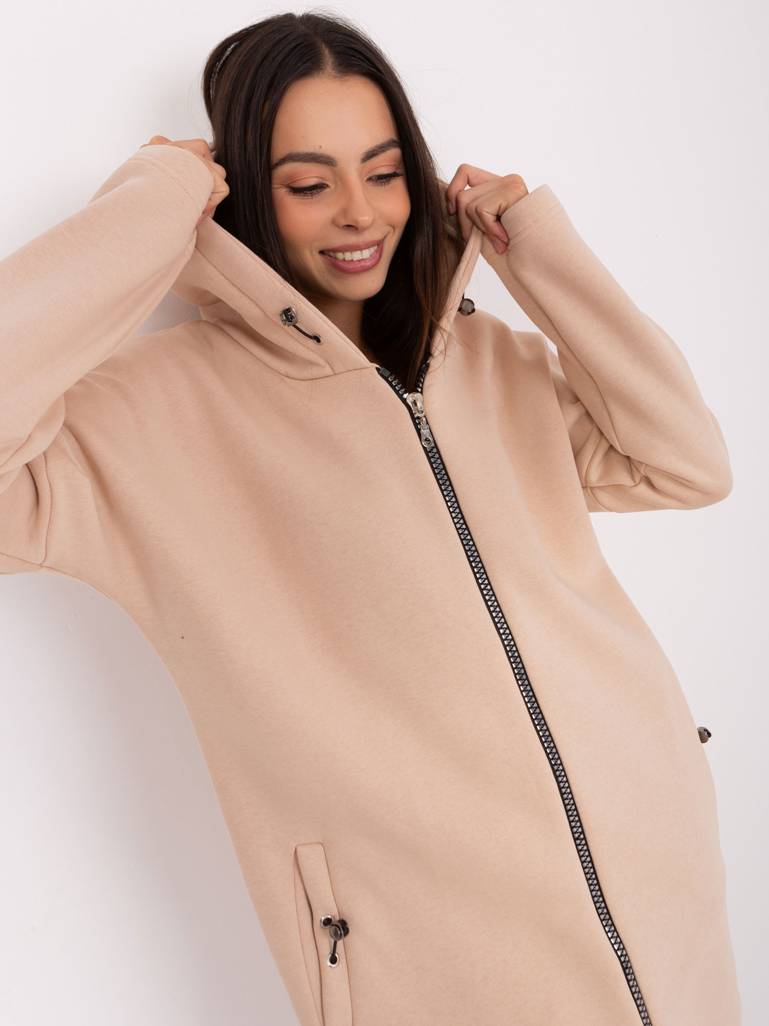 Hurt Light beige long basic sweatshirt Tina RUE PARIS