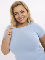 Svetlo modra prilegajoča majica plus size RUE PARIS.