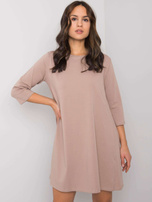 Hurt Dark Beige Cotton Dress Jamelia RUE PARIS.