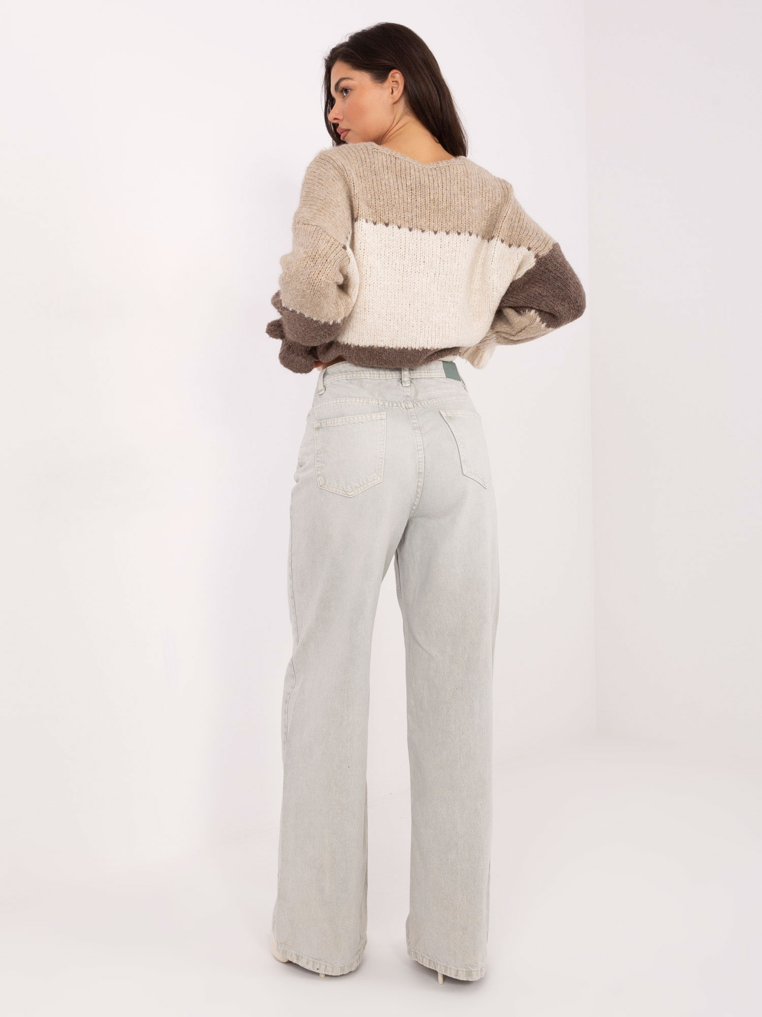 Jasnoszare długie jeansy wide leg SUBLEVEL