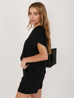 Czarna luźna bluzka z dekoltem V SUBLEVEL 