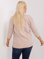 Großhandel Beige Bluse Plus Size mit 3/4-Ärmeln.