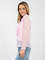 Jasnoróżowa elegancka bluzka z koronki RUE PARIS 