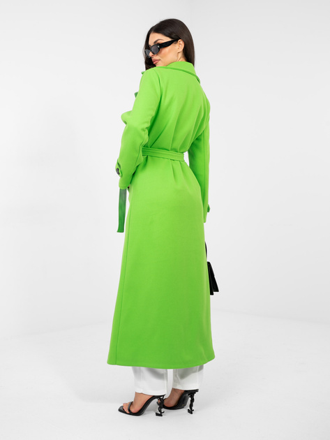 Fluo zielony długi płaszcz z paskami na rękawach