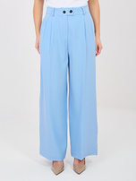 Pastelowe niebieskie garniturowe spodnie z kieszeniami RUE PARIS  