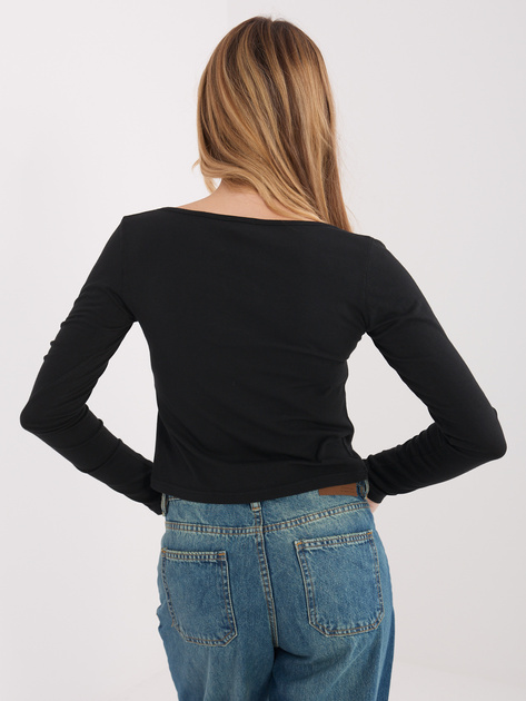 Czarna krótki longsleeve basic z bawełny