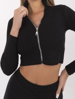 Czarny dwuczęściowy prążkowany komplet Ivette RUE PARIS 