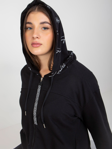 Hurt Czarna rozpinana bluza plus size z kapturem i napisami