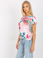 Jasnoróżowa bluzka z letnim wzorem RUE PARIS