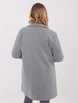 Ciemnoszary przejściowy płaszcz z kieszeniami