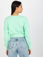 Hurt Miętowa krótka bluza bez kaptura z węzłem z przodu