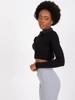 Czarna prążkowana bluzka na co dzień Flores RUE PARIS